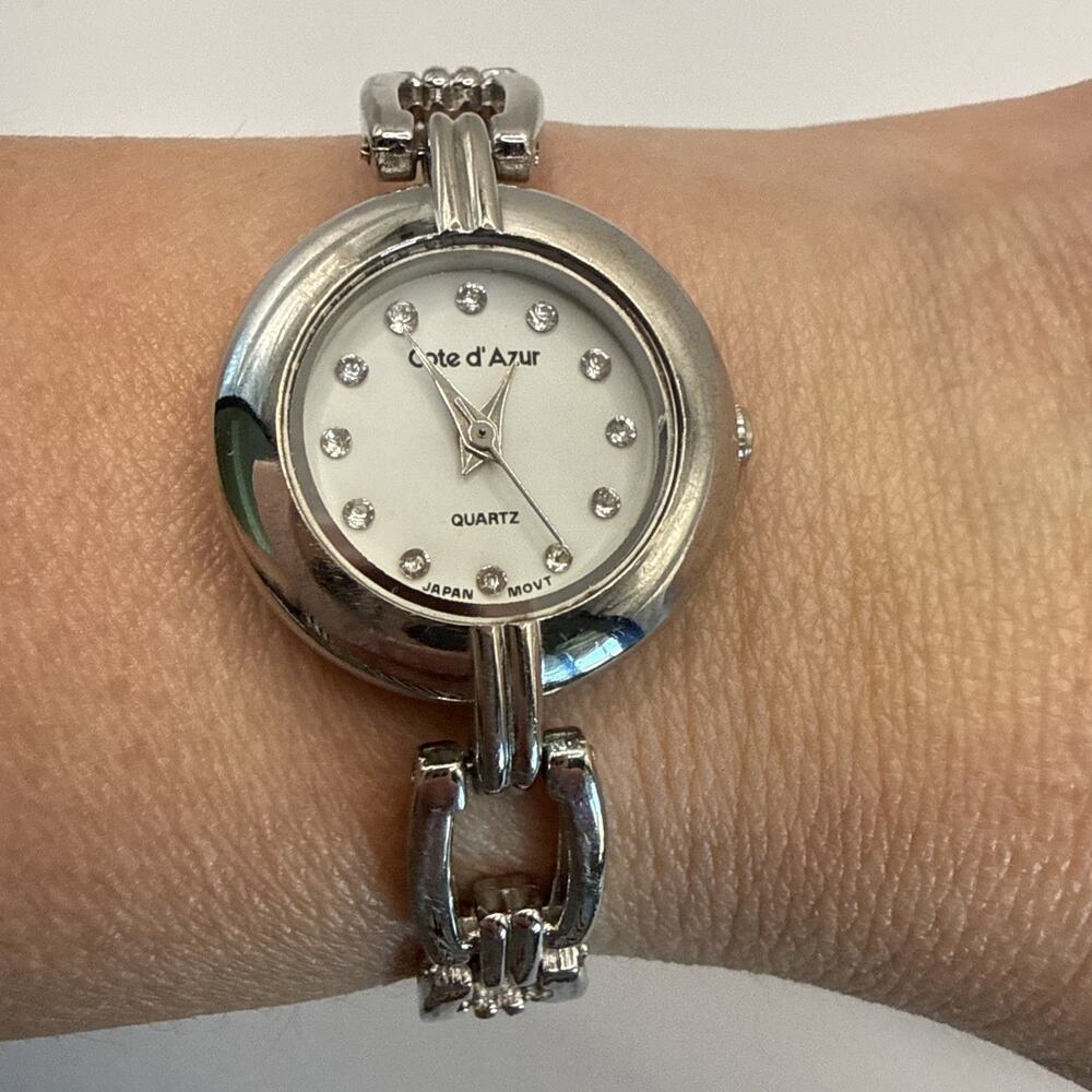 Cote D’AZUR Ladies Watch - New Battery - Runs - White Face - Silver Band